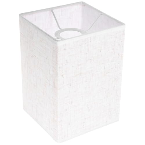 TEHAUX Pantalla rectangular de lino beige para lámpara de pie de mesa, desmontable y lavable, adecuada para dormitorio y sala de estar, duradera y práctica