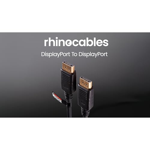 Image of rhinocables Display Port to Displayport Cable, 0.5m - 15m Long DP to DP cable with Secure Gold-plated Locking Connector Lead for Monitor, HDTV, PC, and Graphics Card (1, 3m)