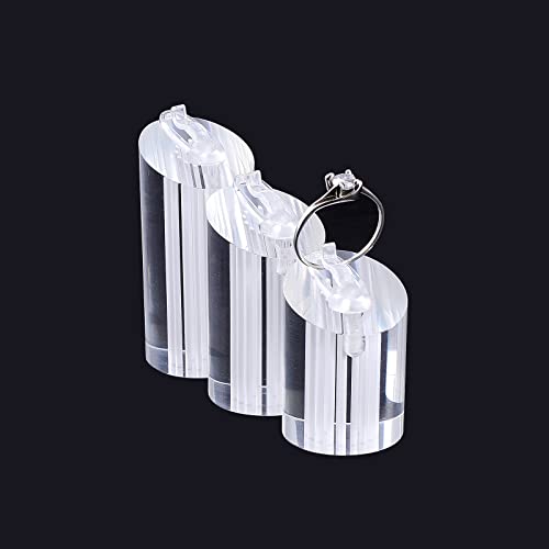 NBEADS 3 Pcs Acrylic Jewelry Display Stand Ring Showcase Display Holder Showcase Jewelry Organizer Holder for Rings Trade Show Countertop Ring Bearer, Clear - Thumbnail 2