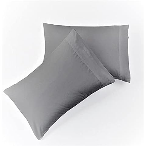 Standard Pillowcase (2 Piece) 600 Thread Count - Envelope Closure - Fade Resistant Pillow Covers - 100% Egyptian Cotton Super Soft Bedding Pillow Cover Standard Size (20" x 30") Light Grey Solid Cover