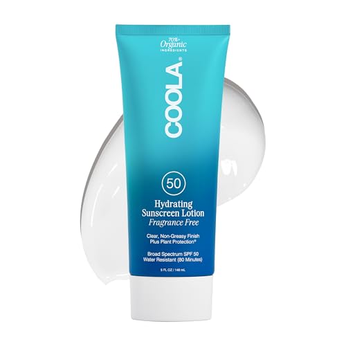 COOLA Organic Sunscreen SPF 50 Sunblock Body Lotion, Dermatologist Tested Skin Care for Daily Protection, Vegan and Gluten Free, Fragrance Free, 5 Fl Oz