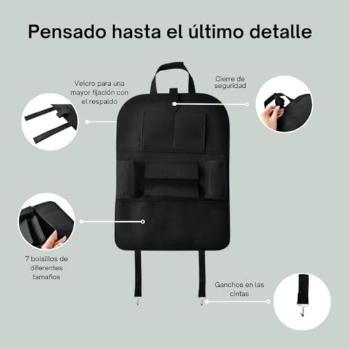 Limpure Organizador de Maletero para Coche con Asas de Aluminio + Organizador de Asiento Set Completo Plegable y Resistente Gran Capacidad y Material Impermeable - imagen 4