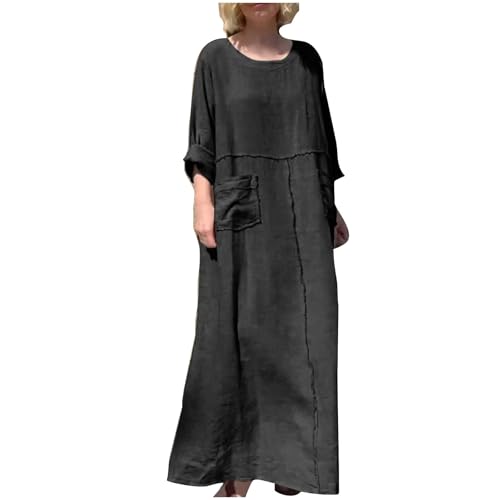 Women Solid Long Sleeve Cotton Linen Dresses Teacher Church Modest Business  Casual Work Outfits Loose Shift TunicDress at Amazon Women's Clothing store