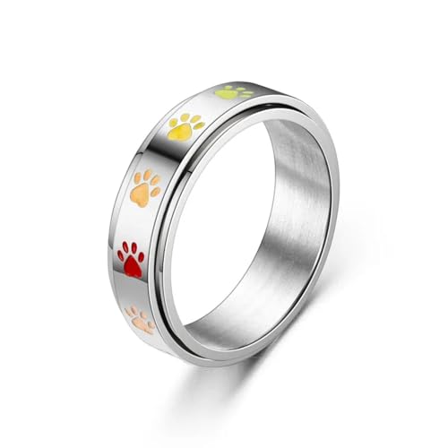 Bague spinner empreinte de chien rotative anti-stress pour femme