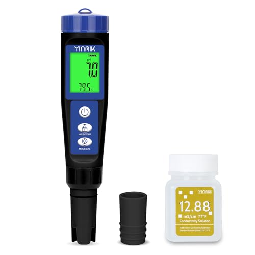 YINMIK Misuratore di pH per sale da piscina, digitale, pH, salinità, ORP, EC, monitor TDS per acqua salata, kit di test pH PPM EC per acqua potabile idroponica, misuratore di conduttività
