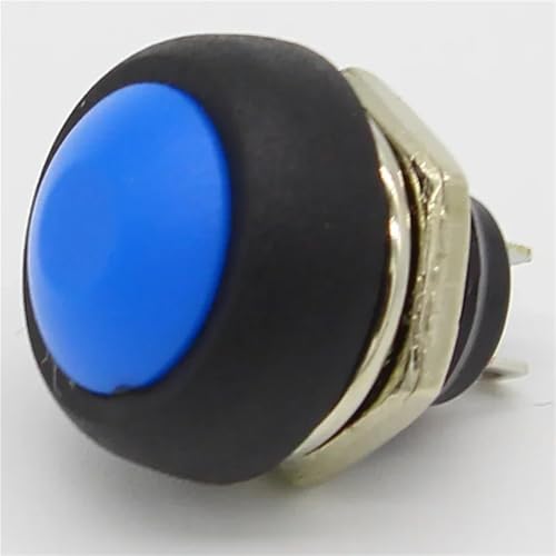 Interrupteur à bouton-poussoir 12 mm bleu ON/OFF à retour automatique, lot de 7 pièces
