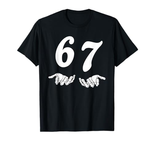 67 Meme Skeleton Hand 6 7 Halloween Six Seven Funny Teens T-Shirt
