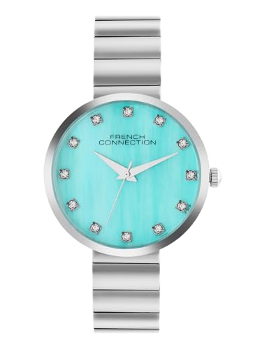 Image of French Connection Mop Sea Green Round Dial with IP Steel Stainless Steel Metal Strap Watch - for Womens FCN0128SM