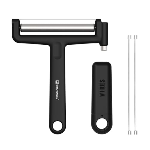 KITCHENDAO Replaceable Wire Cheese Slicer,50% Stronger Wires with 2nd Gen Wire Fixing Mechanism, Tightness Adjustable Aluminum Cheese Cutter, Easy Replacement, 2 Extra Wires