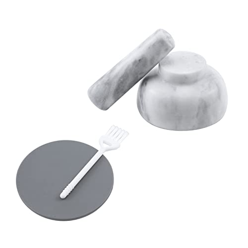 Wdonay Mortar And Pestle Set, 3.54" Small Bowl Grinder Marble Spice Herb Grinder Food Crusher With A Silicone Placemat And A Small Brush #TOP2