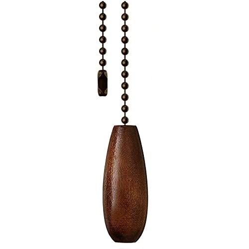 Image of Ceiling Fan Pull Chain 12 inch Wooden Pull Chain Extension Fan Chain Extender Ceiling Fan Pulls Ornament with Ball Fan Chain Connector for Ceiling Fan Light, 1PCS (Walnut Wood)