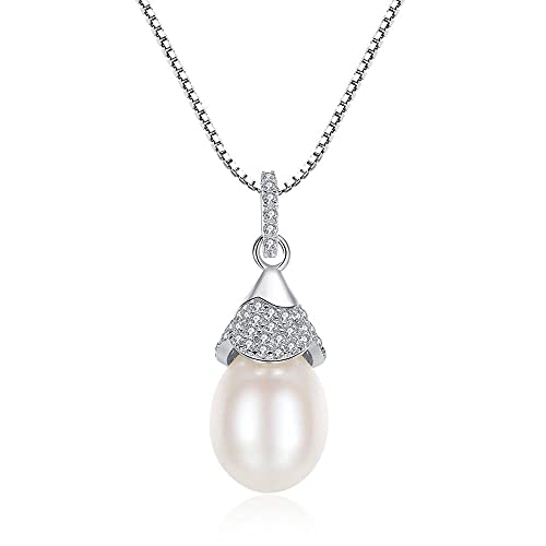 Collier perle d'eau douce femmes pendentif argent minimaliste tendance