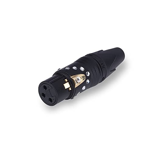 Image of MX 3 Pin XLR connector Microphone Connector pin Pure Copper Nickel Plated Pins1 for High Conductivity microphone cable connector PERENT (3 PIN CRYSTAL DESIGN, Pack of 1, Female Connector)