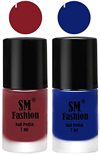 Image of Long Lasting Nail Polish | Nail Paint Combo 7 ml Each) - Set of 2 Plum-Blue