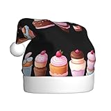 WHJSHOP Sombrero de Navidad de felpa con patrón de pastel de helado frío para hombres y mujeres, gorras de fiesta de Año Nuevo para adultos
