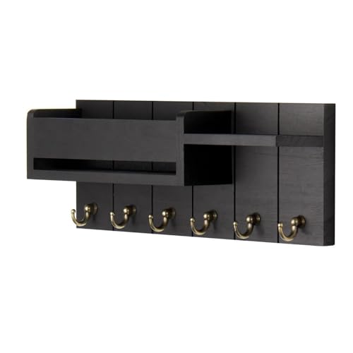 F Fityle Porta chiavi da parete, organizer con gancio, mensola decorativa in legno multiuso per cucina e soggiorno