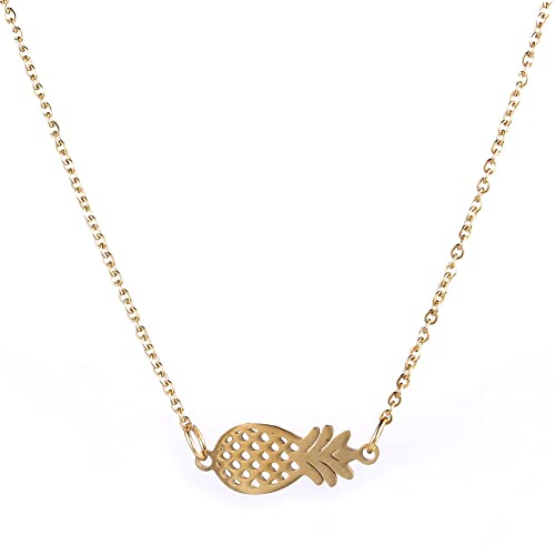Collar con colgante de piña, cadena de acero inoxidable para mujer, joyería de frutas, Zinc