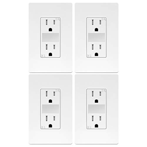 TOPGREENER LED Guide Light Decorator Outlet Combination with Automatic Night/Day Sensor, 125VAC/15A Tamper-Resistant