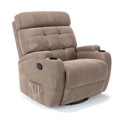 Poltrona do Papai Reclinável Manual Com base Giratória e Balanço em Suede