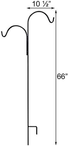 American GardenWorks Offset Double Shepherd Hooks, 5 Inch 6 Inch H, Pack of 2, Black, 66 InchH