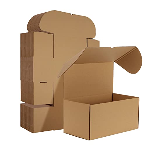 Image of HORLIMER 11x6x6 inches Shipping Boxes Set of 20, Brown Corrugated Cardboard Box Literature Mailer