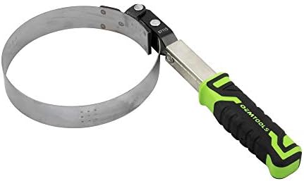 OEMTOOLS 87115 Swivel Oil Filter Wrench, Oil Filter Removal Tool for Removing 4-3/4" - 5-3/4" Filters in Tight Spaces, Dimpled Steel Band with Grippers, Padded TPR Handle