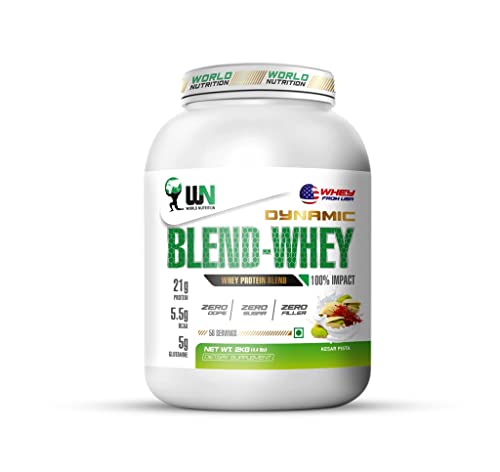 Image of Dynamic Blend Whey Protein | 21g Protein, 5.5g BCAA & 5g Glutamine | Muscle Building, Recovery, Lean Mass & Strength Support | Kesar Pista Flavor - 2kg