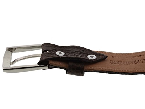 El Presidente Mens Brown Crocodile Belly Pattern Cowboy Belt Removable Buckle4