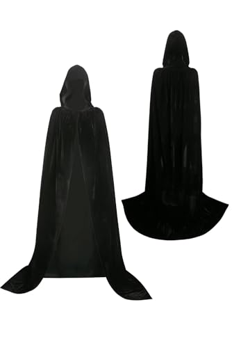 Cape pour costume d'Halloween en velours fluide avec grande capuche