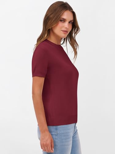 Image of ANRABESS Womens Short Sleeve Sweaters Wool Blend Crew Neck Sweater Shirts Business Casual Work Tops 2026 Summer Outfits