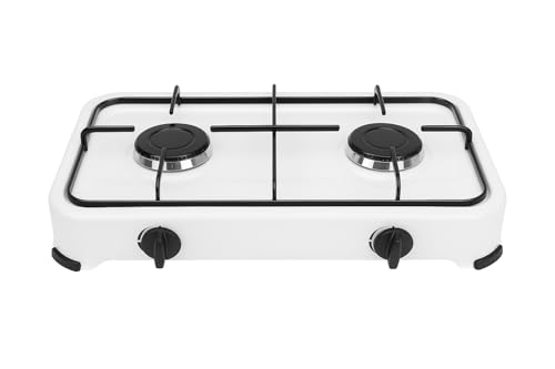 Cocina de Gas Portátil de 2 Fuegos – Doble Quemador de Alta Potencia para Camping, Jardín o Exterior | Fácil de Limpiar | Ideal para Acampadas, Picnic y Autocaravana
