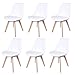JIJIAN Set di 6 Sedie Per Sala da Pranzo, Sedia in stile nordica, Gambe in Legno Massello, Ideale per Sala da Pranzo, Soggiorno, Camera da Letto, Cucina, Sala Riunione, ecc. (Bianco)