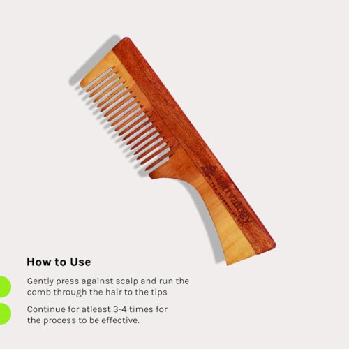 Image of Tattvalogy Wide Toothed Raw Neem Comb with Handle |Kaachi Neem Wooden Comb for Blood Circulation & Hair Growth | avoid Hair Pulling, Static Electricity, Itchy Scalp & Oil Build-Up