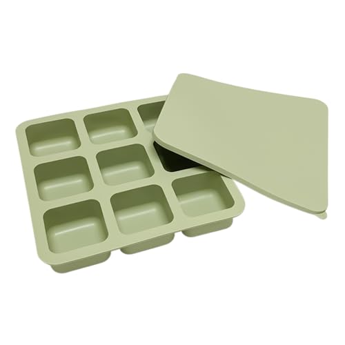 Derwrtup Cubiteras De Silicona Para Cubitos De Hielo | Accesorios De Silicona Reutilizables Con 9 Cavidades Y Tapa,Fabricante De Cubitos De Hielo,Para Bares Fiestas Camping Cócteles Café Comida