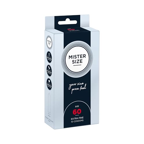 MISTER SIZE Kondome Extra Dünn & Hauchzart Gefühlsecht & Extra Feucht Perfekte Passform Aus Naturkautschuk-Latex für Natürliches Gefühl & Höchste Sicherheit (10er Pack 60mm)