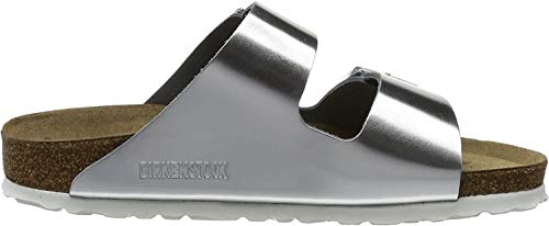 Birkenstock Classic Arizona SFB Cuero, Sandalias de Punta Descubierta para Mujer, Plateado (Mettalic Silver Mettalic Silver), 39 EU Narrow