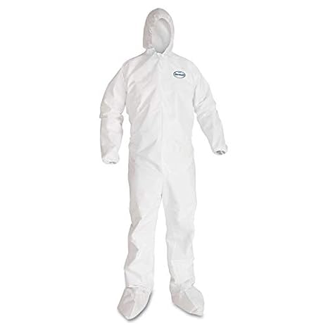 Kimberly Clark 44334 Kleenguard A40 Coveralls Zip Front/Elastic Wrist Hood KCC, X-Large, White