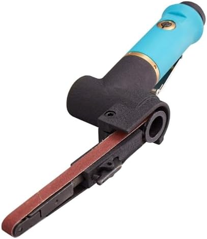 Pneumatic Belt Sander, Weld Sander, Pneumatic Grinder, Air-Powered Sander, Telescopic Support Rod, Adjustment Button (Blu D27)