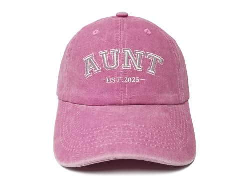 ZKFE Chapeaux brodés EST 2025 pour grand-père, grand-mère, oncle, tante, papa, papa, gigi, Aunt Est.2025 (Rose délavé), Taille unique