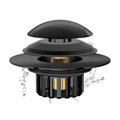 2 in 1 Tub Stopper Bathtub Drain Hair Catcher with Dual Filtration Design, Anti-Clogging Bathtub Drain Plug Bath Tub Stoppers for 1.45-1.8" Drain Shoe, Black