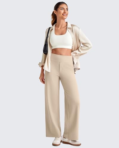Image of G4Free EverGoing Wide Leg Ankle Pants for Petite Women with Pockets Stretch | Moisture Wicking, 4-Way Stretch, 7 /8 Ankle Length, Faux Fly Detail, Faux Back Pockets, Yoga To Casual Wear