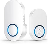 Vexloria Wireless Doorbell with Receiver, 150M Long Range Door Bells Battery Operated, Door Chime kit with 60 Melodies, 4 Volume Levels, LED Flash-White