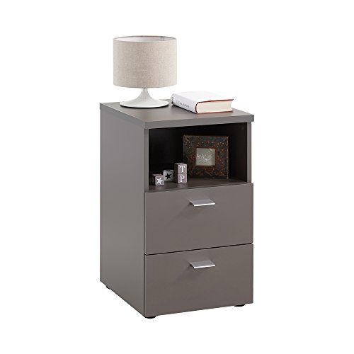 FMD Moebel 652  001 Colima 1 Mesa de Noche con 2 cajones/archivador Madera marrón 35,0 x 40,0 x 61,5 cm