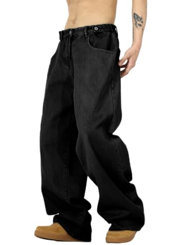 Oanviso Jeans Homme Pantalons en Denim Lâche Vintage Mode Jean Y2K Baggy Pantalon avec Poches Adolescents Pant Cargo Coupe Droite Hip-Hop Pants Streetwear A...