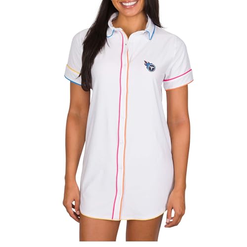 Concepts Sport Women's White Tennessee Titans Flutter Knit Button-Up Nightshirt
