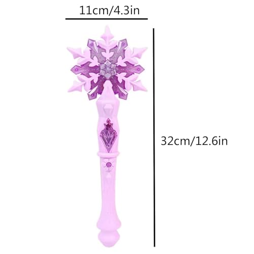 Funmo Leuchtender Schneeflocken-Zauberstab Prinzessinnen-LED-Leuchtstab Sound, Schneeflocken-Feen-Zauberstab Kind Mädchen Prinzessin Partyzubehör Kostüm Cosplay Zubehör Party-Dekoration Y-magic wand