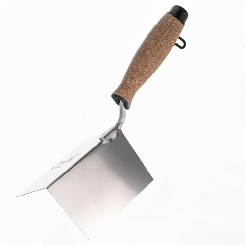 Toolty External Angled Lining Trowel with Cork Handle - Stainless Steel - 120x60mm - for Finishing Work - DIY