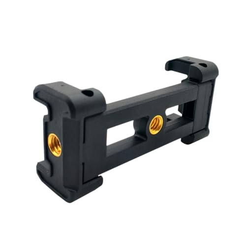 Kisangel Soporte para Teléfono Plegable Negro Protector de Goma Adaptador de Trípode Compatible Clip en Forma de E para Palos Selfie y Soportes de Escritorio Ligero y Compacto para