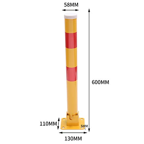 KATSU Parkplatzsperre Poller Parkpfosten für Autoparkplätze abschließbarer herunterklappbarer Parkplatz-Sperrpoller, Privater Parkplatz, gelbe und rote, 60cm Höhe (Budget)