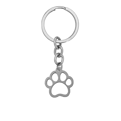 Image of M Men Style Personalised Dog Paw Print Silver Stainless Steel Keychain For Men And Women LCK061